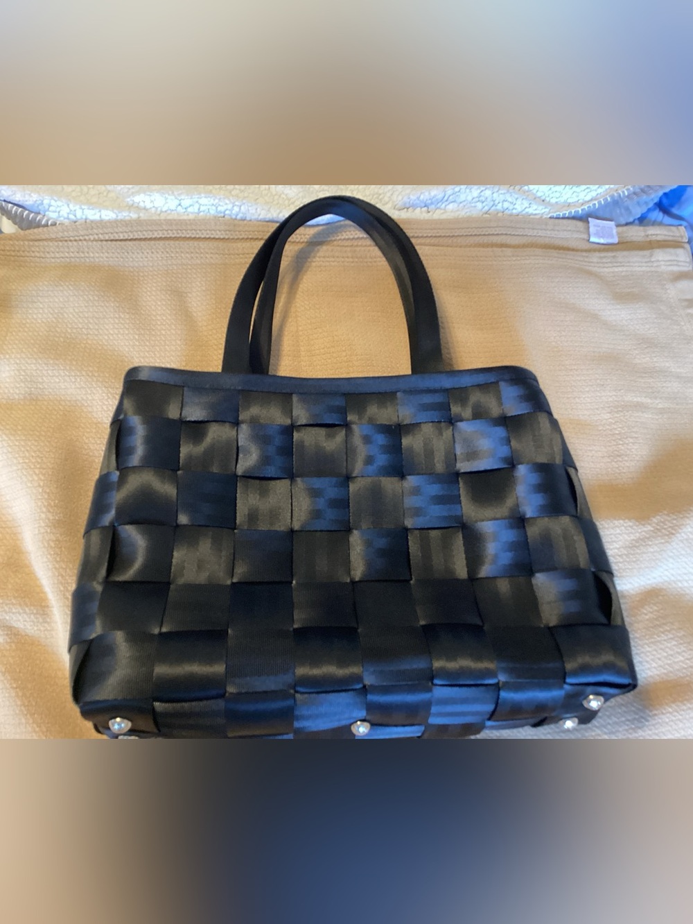 Harveys Black Woven Satin Tote